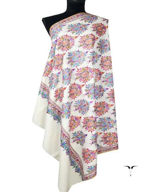 pure white booti jamma embroidery pashmina shawl 8264