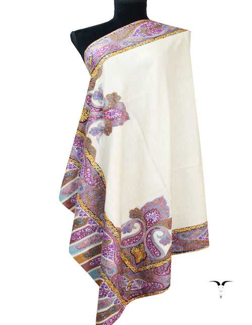 white embroidery pashmina shawl 8382
