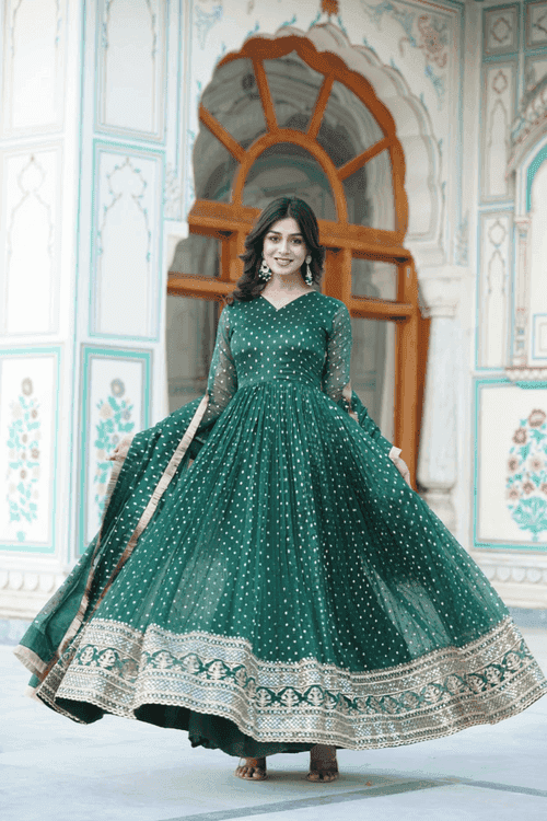 Jacquard Dream Zari Sequins Anarkali Suit