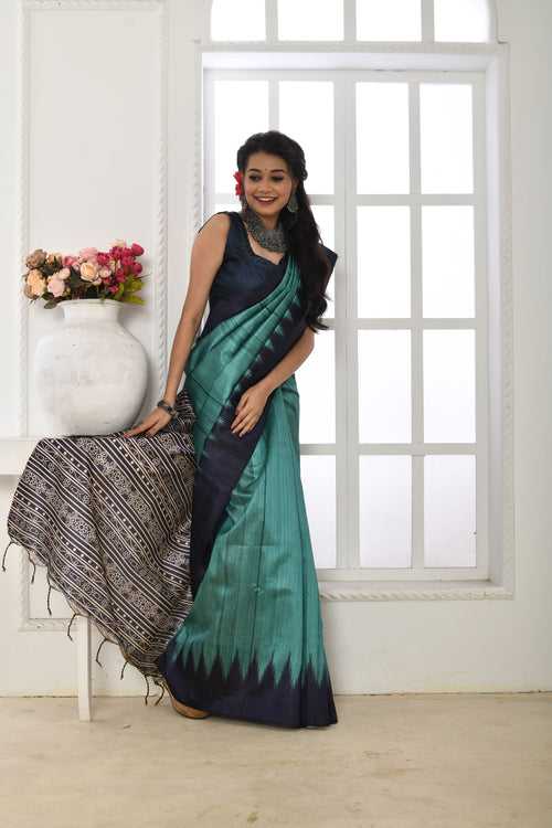 Ready to Wear Temple Border Tussar Saree