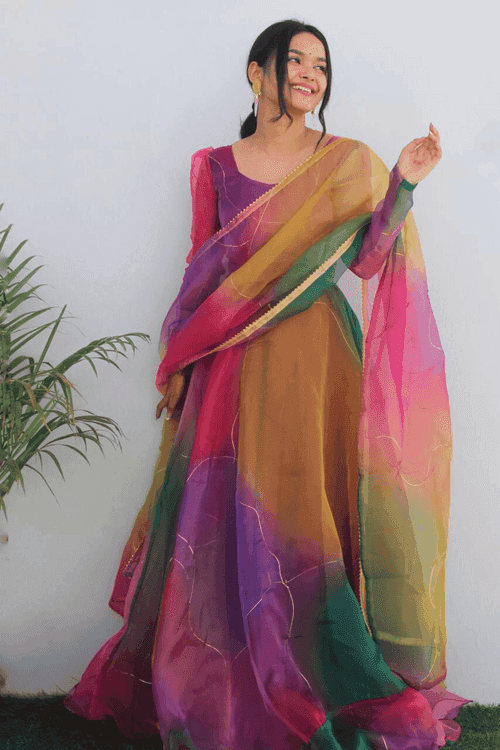 Rainbow Printed Anarkali Suit