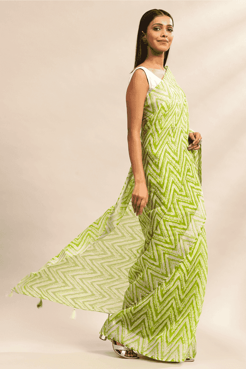 Mint Breeze Printed Cotton Saree