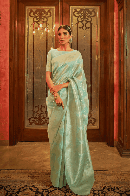 Ready to Wear Banarasi Woven Linen Silk Saree