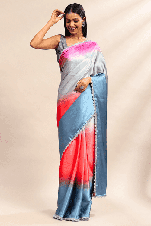 Ash N Rose Saree | Ready to Wear Shaded Satin Saree