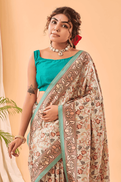 Kalamkari Ready to wear Tussar Silk Saree