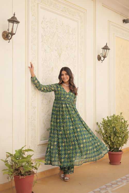 Printed Georgette Anarkali Co-ord Set