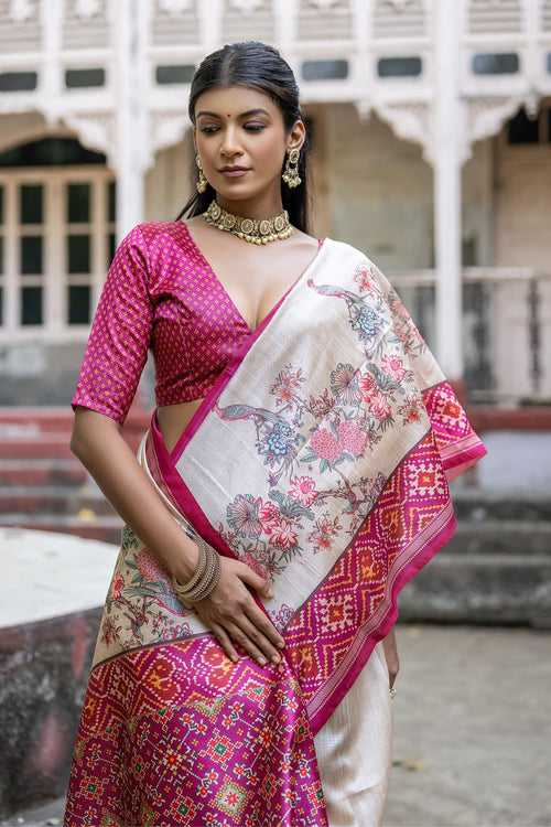 Ready to Wear Floral Tussar Saree