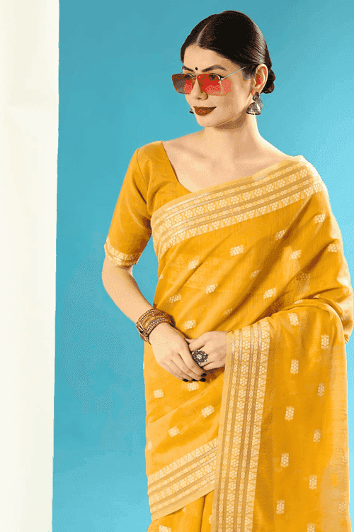 Lucknawi Weave 1-minute Chanderi Cotton Saree