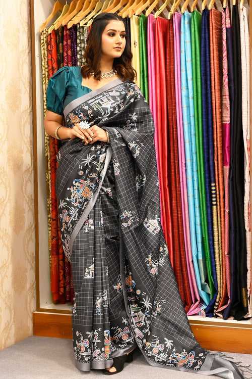 Black Digital Print Saree