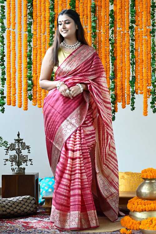 Magenta Coimbatore Silk Handloom Saree