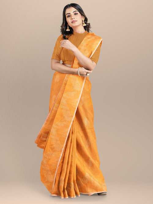 Orange Color Bengali Cotton Silk Saree