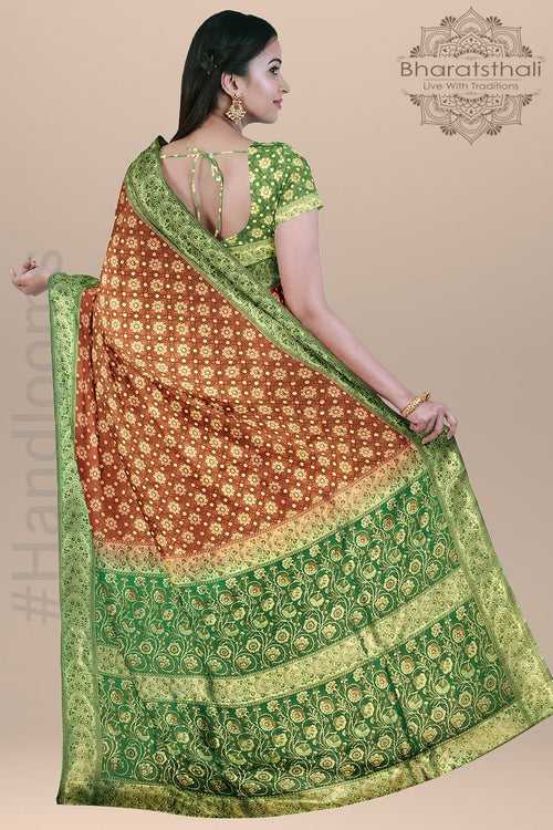 Maroon Color Pure Banarasi Tanchoi Silk Saree with Contrast Border and pallu