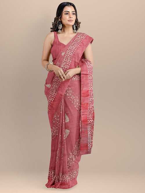 Red Color Silk Cotton Printed Venkatagiri Handloom Saree