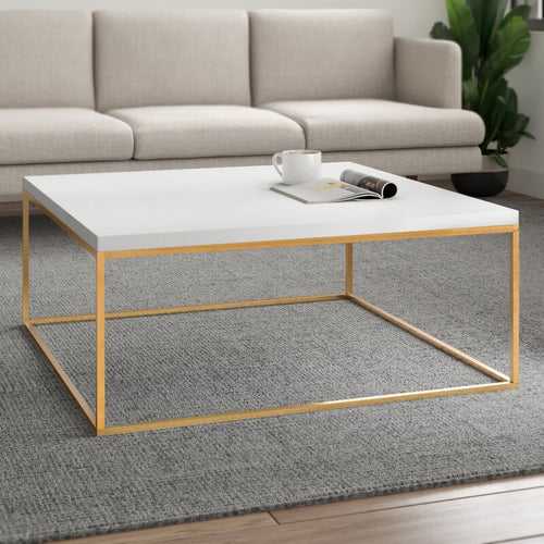 Tarn Center Table in White and Golden Colour (Square)