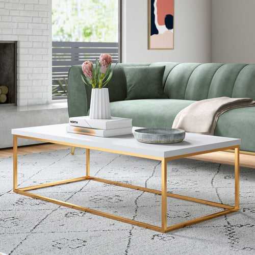 Tarn Center Table in White and Golden Colour (Rectangle)