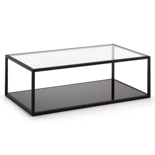 Kavie Center Table in Black Colour with Glass Top