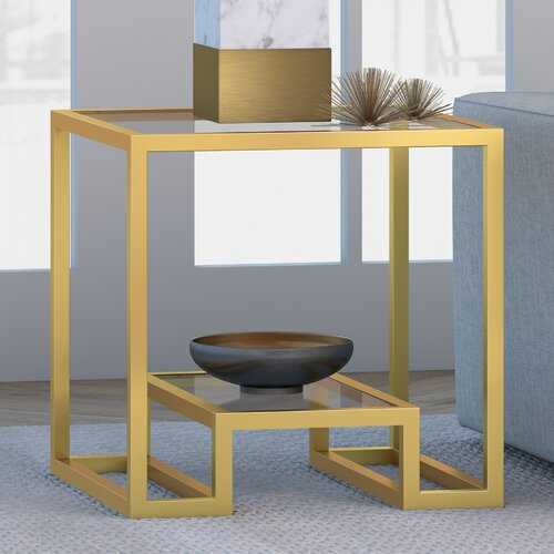 Cora Side Table in Gold Color with Acrylic Glass