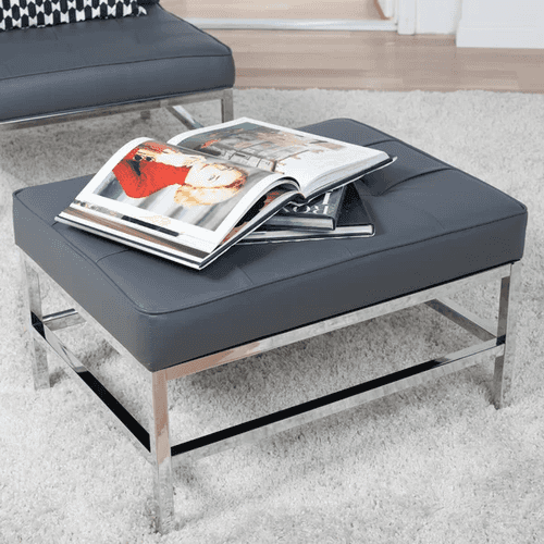 Auri Ottoman in Grey Color - Stainless Steel