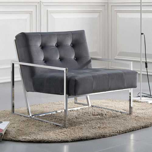 Skye Lounge Chair in Dark Grey Color; Stainless Steel