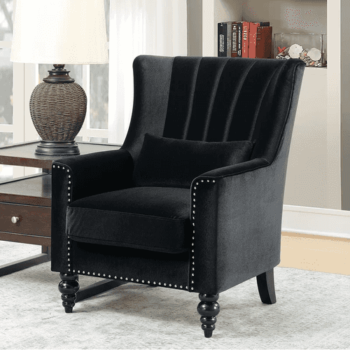 Daisy Lounge Chair in Black Color Velvet - Luxury Home Furniture