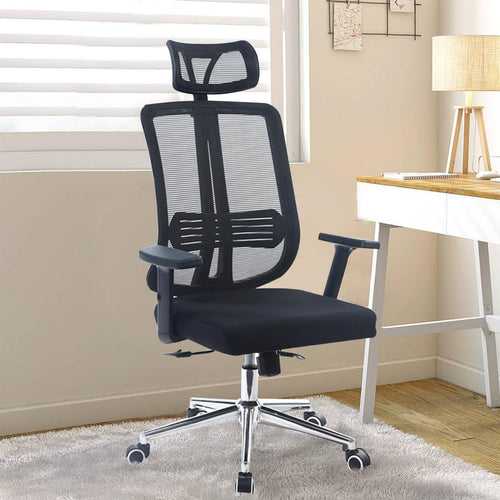 Geogia Ergonomic Office Chair with Headrest in Black Color