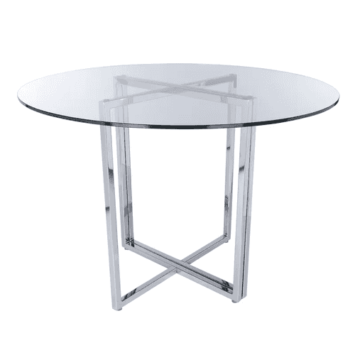 Helena Round Glass Top Side Table in Stainless Steel