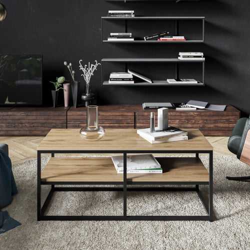 Jimmy Rectangular Center Table in Black Color - Wooden top