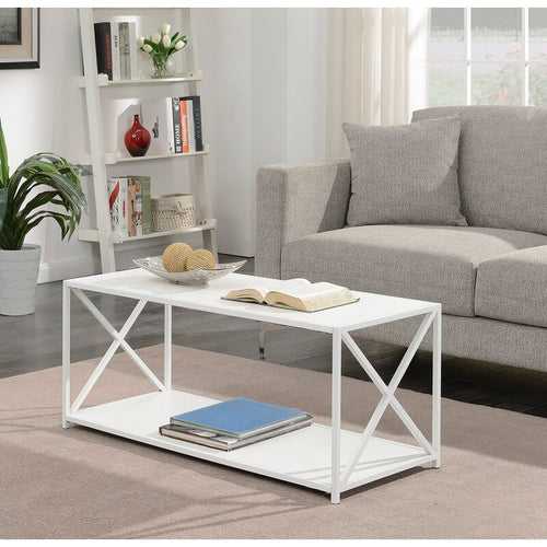 John Rectangular Center Table in White Color - Wooden Top