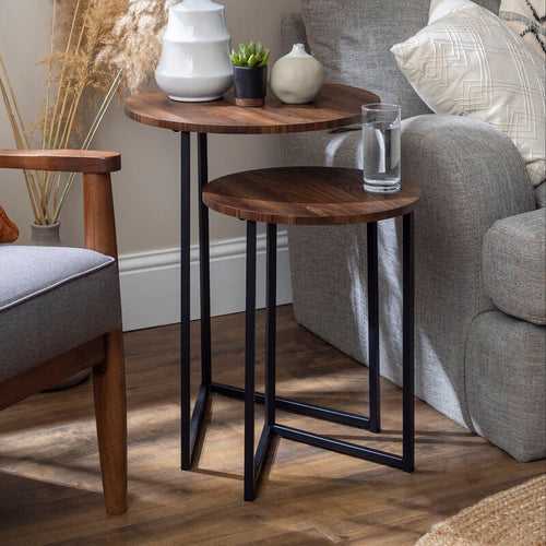 Osmin Modern Nesting Side Table in Black Colour Set of 2