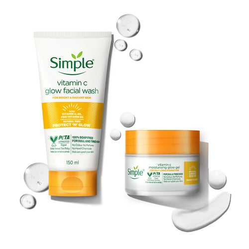 Vitamin C Glow Facial Wash + Moisturising Gel Combo (150ml + 50gm)