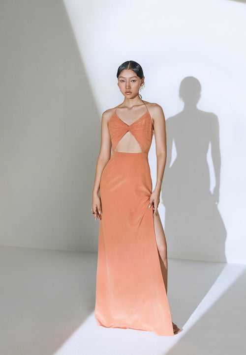Gathered Cut-Out Maxi in Clay