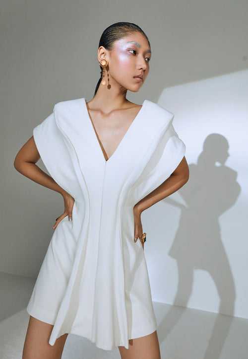 Structured Jacket Dress in White