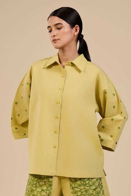 Lime Green Embroidered Shirt