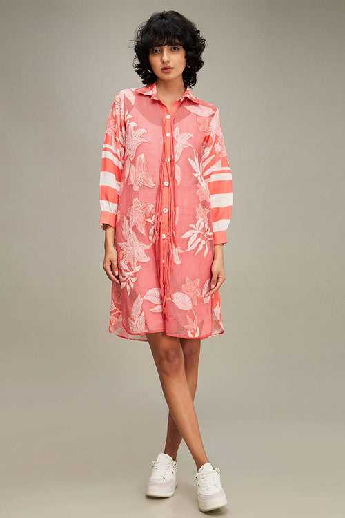 Pink Ahyana Applique Shirt Dress