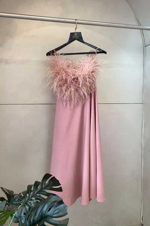 Rose Pink Feather Loaded Dress