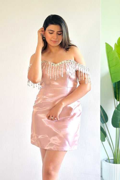 Anushka Yadav Sabherwal In Peach Tassel Dress