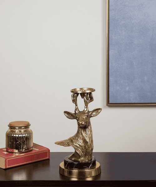 Brass Deer Candle Holder