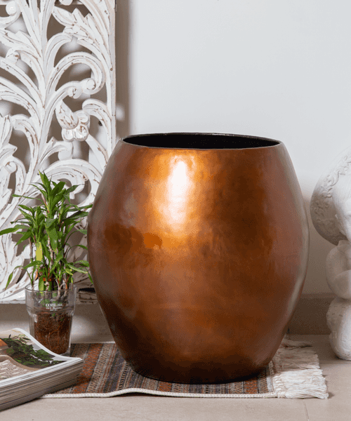 Oval Shaped Planter In Copper Finish