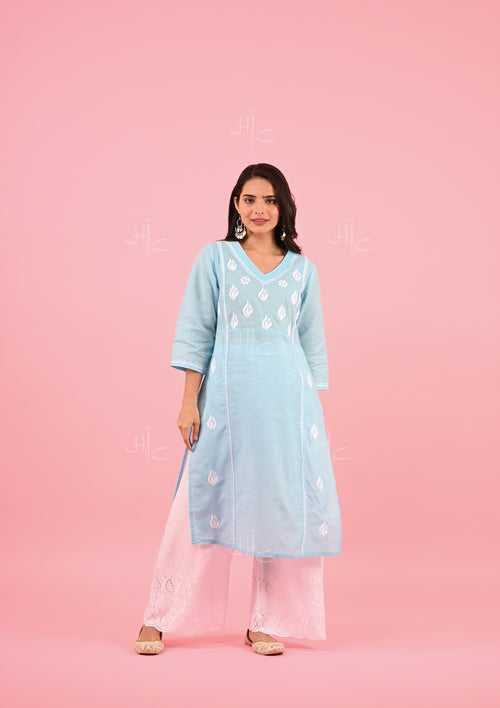 Zinia Chikankari Cotton Straight Kurta