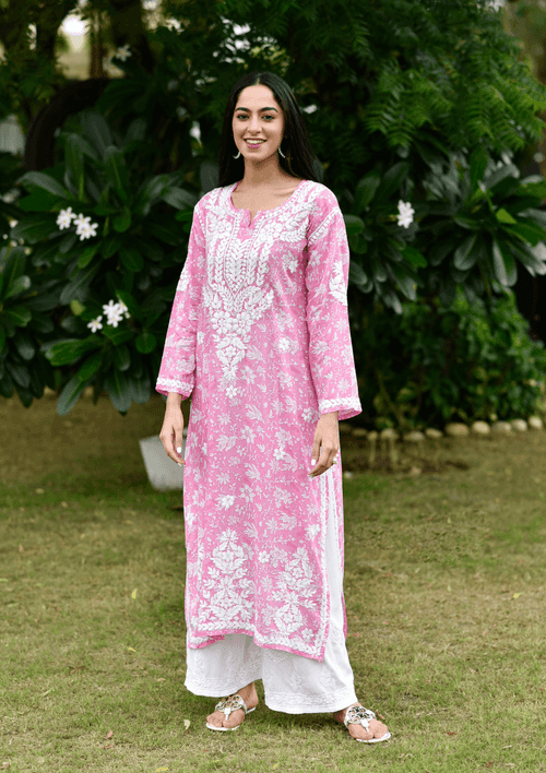 Marwa Chikankari Mulmul Straight Kurta