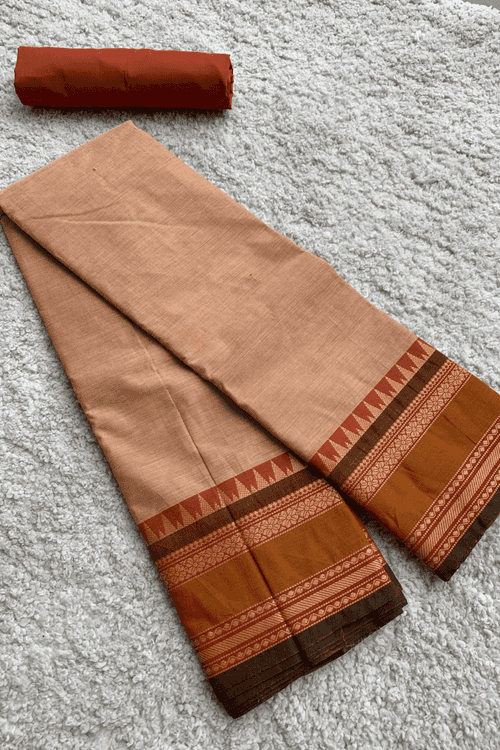 Brown chettinad cotton saree