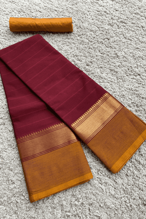 Maroon chettinad cotton saree