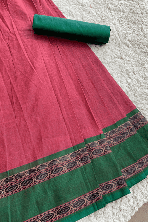 Pink chettinad cotton saree