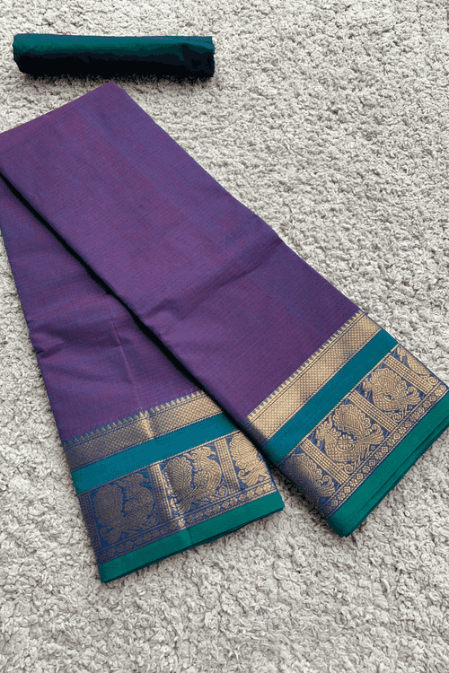 Purple chettinad cotton saree