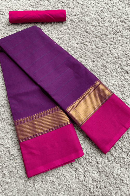 Purple chettinad cotton saree