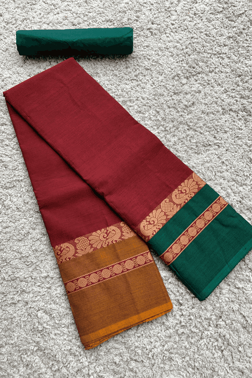 Red chettinad cotton saree