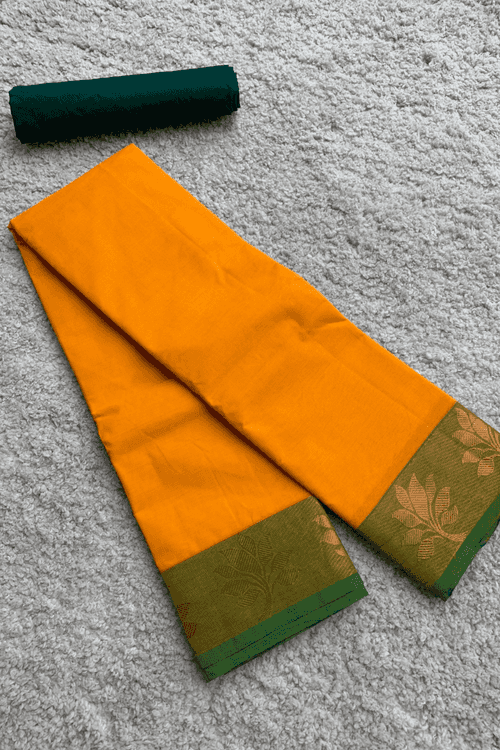 Yellow chettinad cotton saree