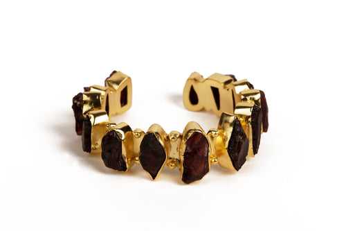 Amazing Garnet Gold Cuff Bracelet
