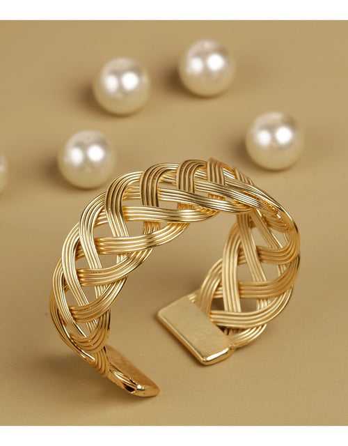 Braided Cuff Gold Bracelet