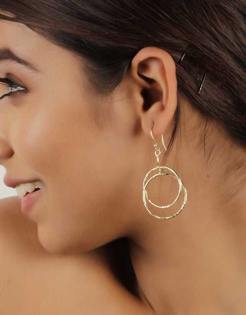 Elegant Gravity Hoops Gold Earrings
